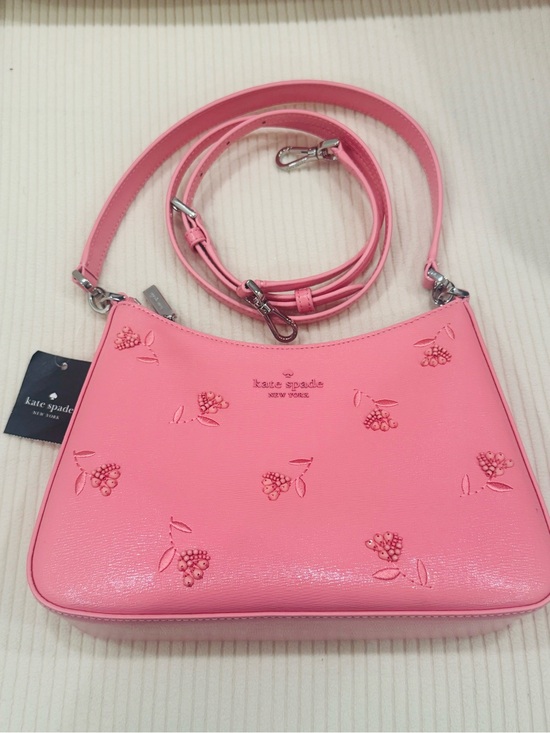 kate spade Handbags - kate spade New Pink Embossed Floral Beaded Leather shoulder bag Crossbody strap